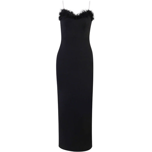 A strapless dress with a V-neck and a hairline fishtail hem for women's clothing