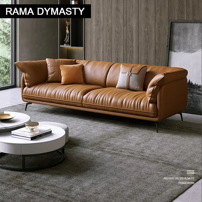 Modern Minimalist Leather Living Room Sofa  Apartment Furniture Set Combination With Customized Color