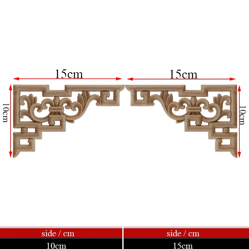 Exquisite Unpainted Long Leaves Rubber Furniture Decoration Accessories Doors Wood Figurines Wood Decal Wood Appliqué