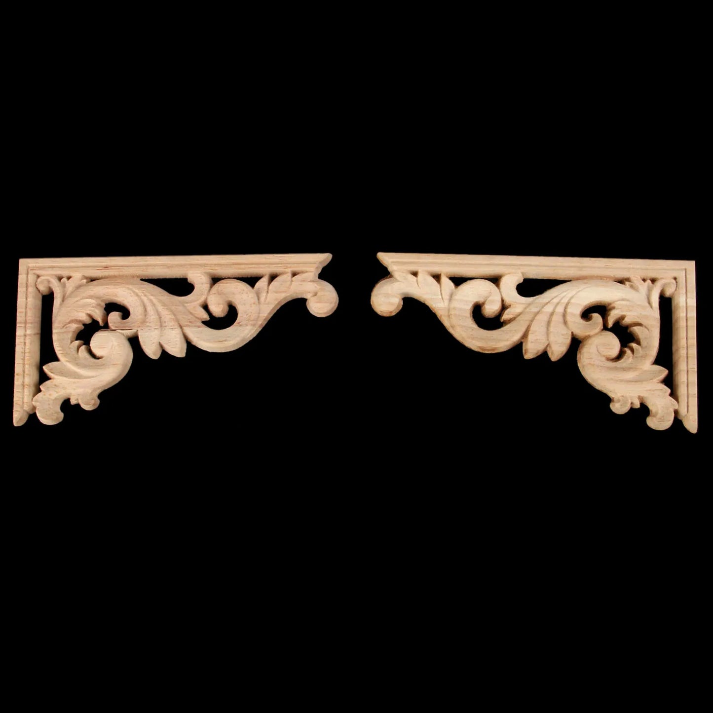 Left/ Right 13*7cm Unpainted Wooden Carved Decal Corner Woodcarving Onlay Applique Flower Furniture Cabinet Box Doors Decoration