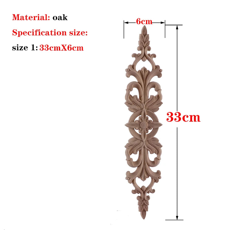 RUNBAZEF 1PC New Decorative Wood Appliques Unpainted Oak Carved Wave Flower Onlay Decal Corner  Home Furniture Door Decor Crafts