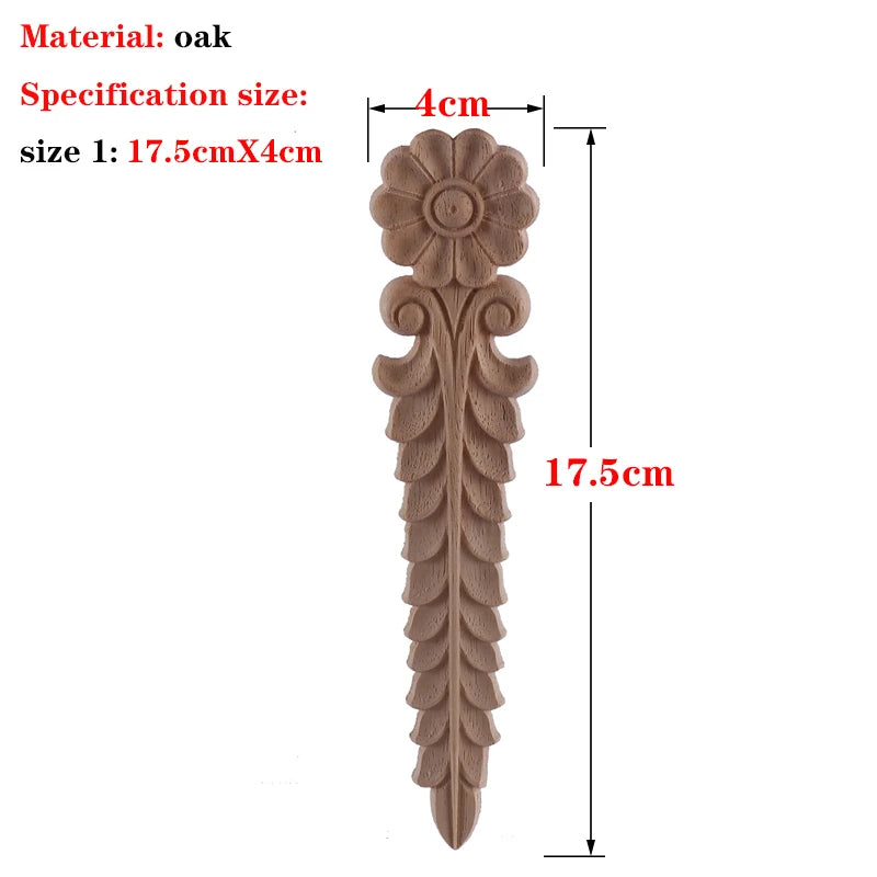 RUNBAZEF 1PC New Decorative Wood Appliques Unpainted Oak Carved Wave Flower Onlay Decal Corner  Home Furniture Door Decor Crafts