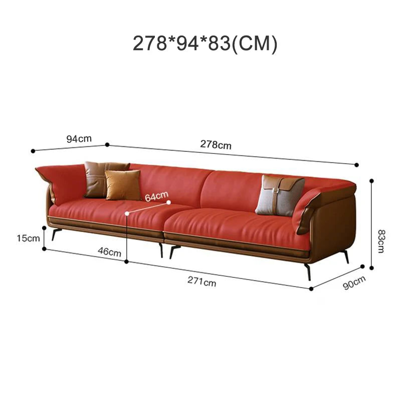 Modern Minimalist Leather Living Room Sofa  Apartment Furniture Set Combination With Customized Color