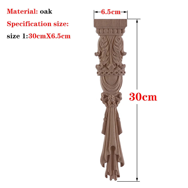 RUNBAZEF 1PC New Decorative Wood Appliques Unpainted Oak Carved Wave Flower Onlay Decal Corner  Home Furniture Door Decor Crafts