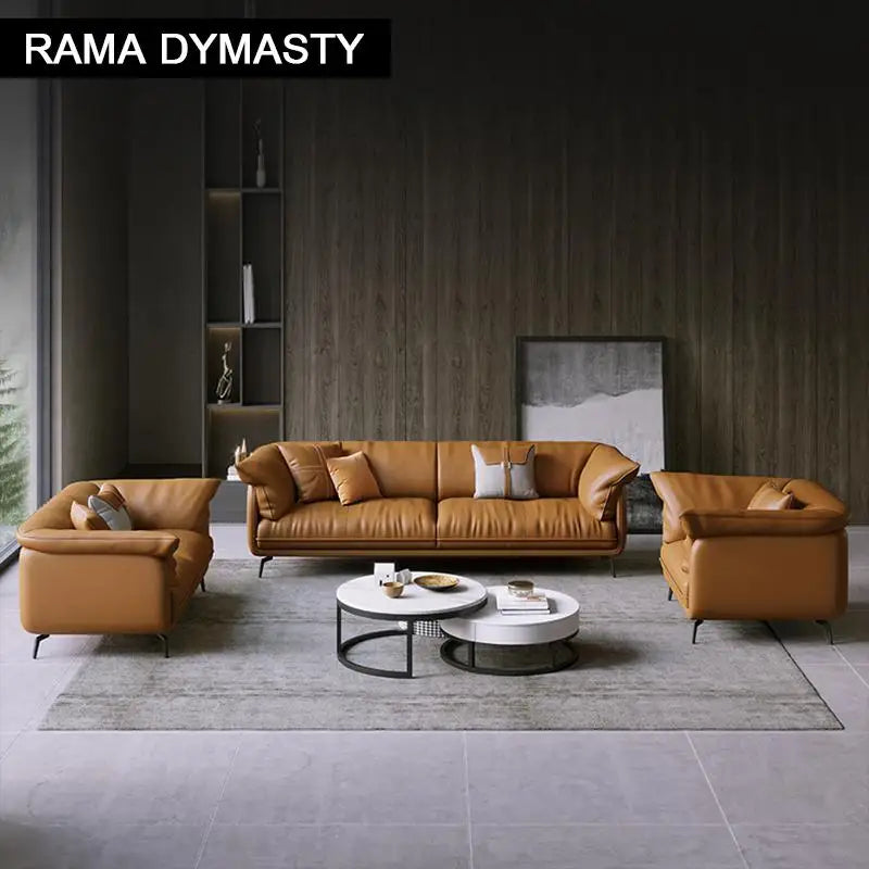 Modern Minimalist Leather Living Room Sofa  Apartment Furniture Set Combination With Customized Color