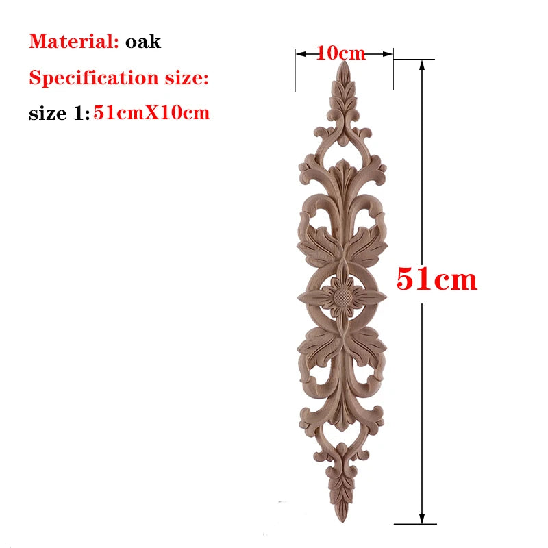 RUNBAZEF 1PC New Decorative Wood Appliques Unpainted Oak Carved Wave Flower Onlay Decal Corner  Home Furniture Door Decor Crafts