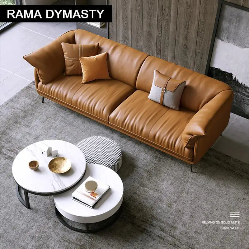 Modern Minimalist Leather Living Room Sofa  Apartment Furniture Set Combination With Customized Color