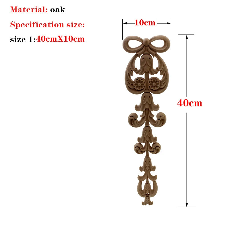 RUNBAZEF 1PC New Decorative Wood Appliques Unpainted Oak Carved Wave Flower Onlay Decal Corner  Home Furniture Door Decor Crafts