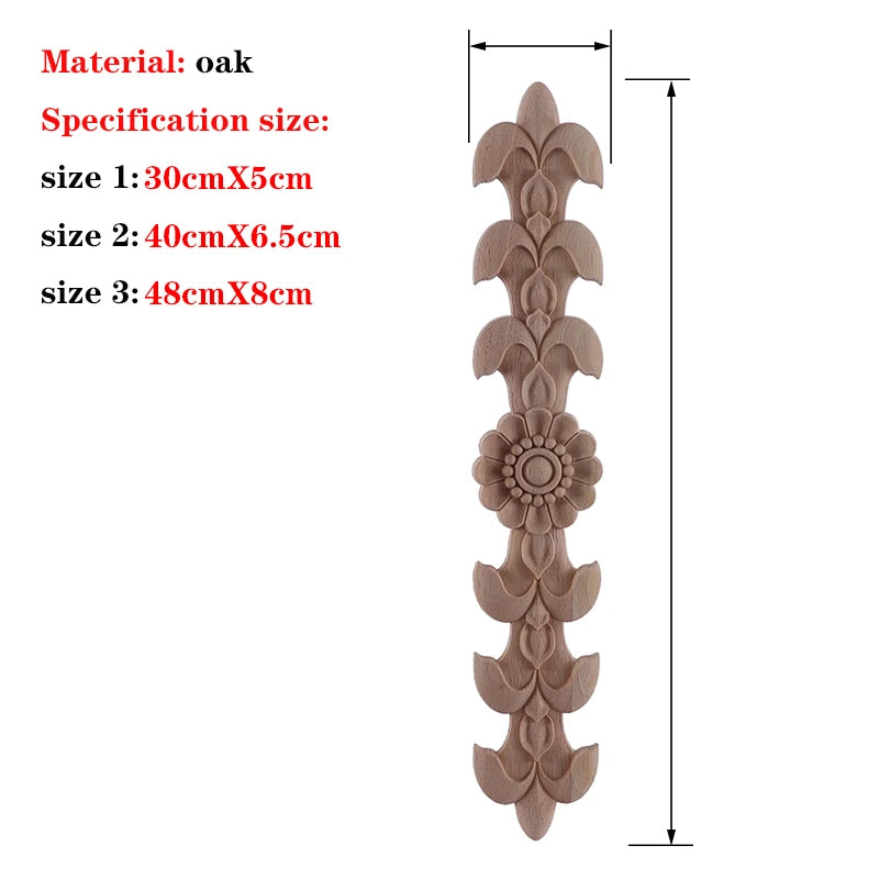 RUNBAZEF 1PC New Decorative Wood Appliques Unpainted Oak Carved Wave Flower Onlay Decal Corner  Home Furniture Door Decor Crafts