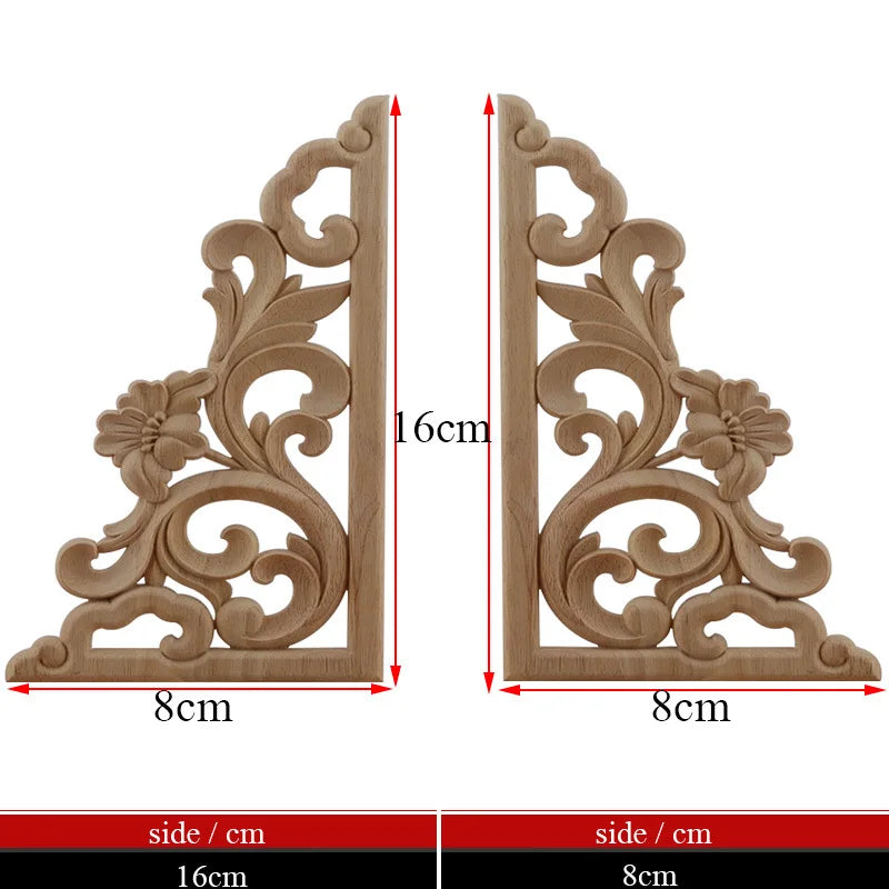 Exquisite Unpainted Long Leaves Rubber Furniture Decoration Accessories Doors Wood Figurines Wood Decal Wood Appliqué