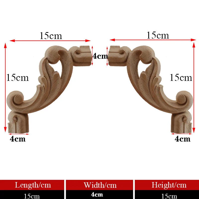 Exquisite Unpainted Long Leaves Rubber Furniture Decoration Accessories Doors Wood Figurines Wood Decal Wood Appliqué