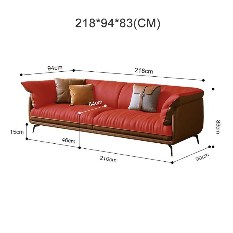 Modern Minimalist Leather Living Room Sofa  Apartment Furniture Set Combination With Customized Color