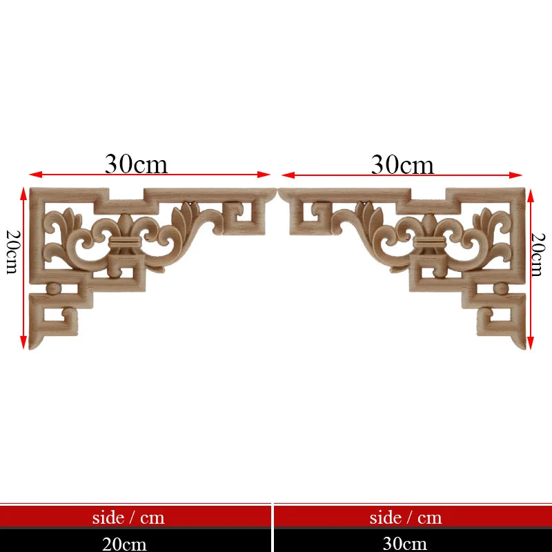 Exquisite Unpainted Long Leaves Rubber Furniture Decoration Accessories Doors Wood Figurines Wood Decal Wood Appliqué