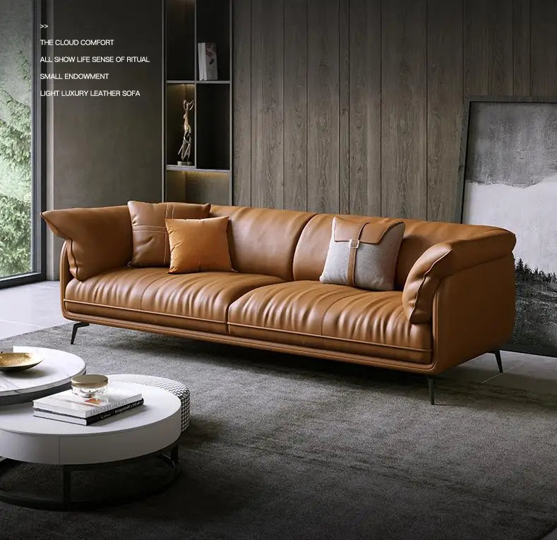 Modern Minimalist Leather Living Room Sofa  Apartment Furniture Set Combination With Customized Color