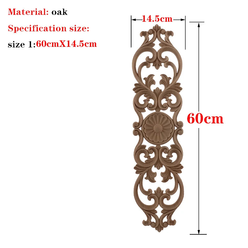 RUNBAZEF 1PC New Decorative Wood Appliques Unpainted Oak Carved Wave Flower Onlay Decal Corner  Home Furniture Door Decor Crafts