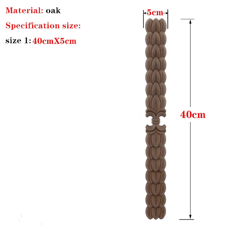 RUNBAZEF 1PC New Decorative Wood Appliques Unpainted Oak Carved Wave Flower Onlay Decal Corner  Home Furniture Door Decor Crafts