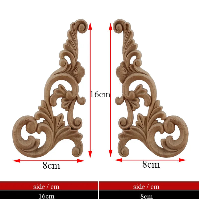 Exquisite Unpainted Long Leaves Rubber Furniture Decoration Accessories Doors Wood Figurines Wood Decal Wood Appliqué