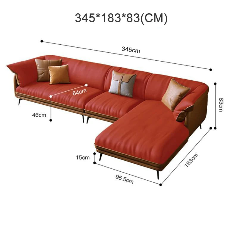 Modern Minimalist Leather Living Room Sofa  Apartment Furniture Set Combination With Customized Color