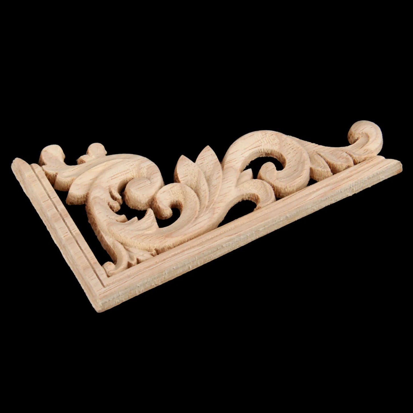 Left/ Right 13*7cm Unpainted Wooden Carved Decal Corner Woodcarving Onlay Applique Flower Furniture Cabinet Box Doors Decoration
