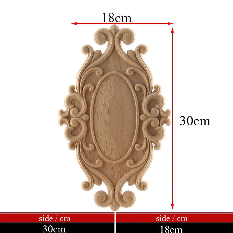 Exquisite Unpainted Long Leaves Rubber Furniture Decoration Accessories Doors Wood Figurines Wood Decal Wood Appliqué