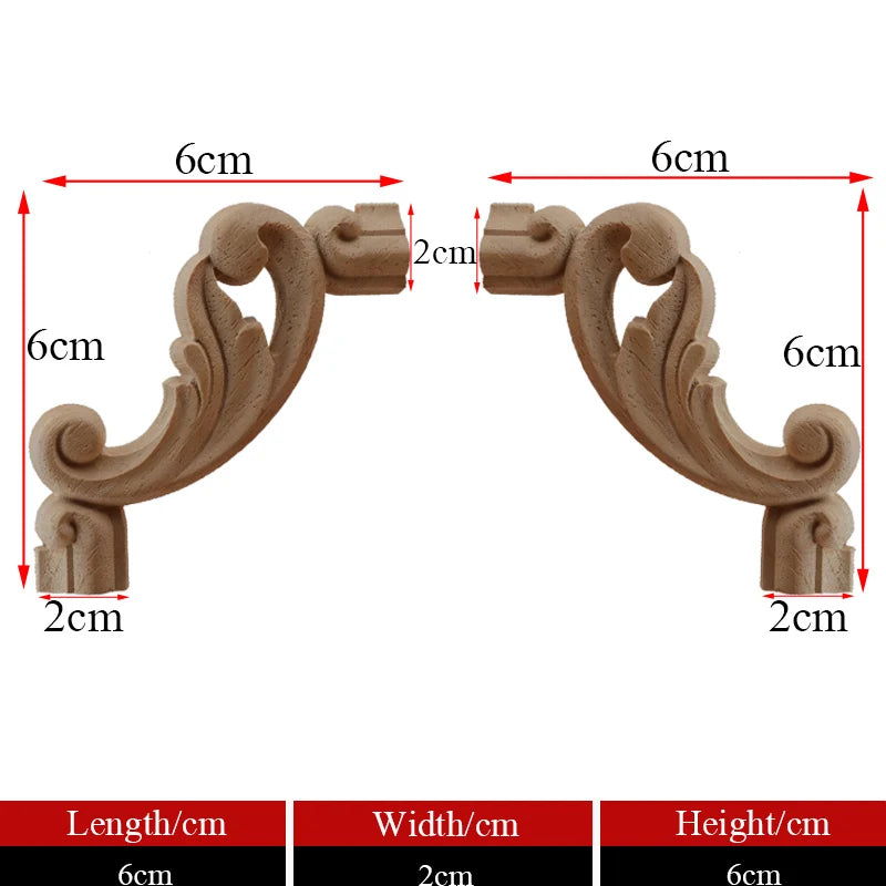 Exquisite Unpainted Long Leaves Rubber Furniture Decoration Accessories Doors Wood Figurines Wood Decal Wood Appliqué