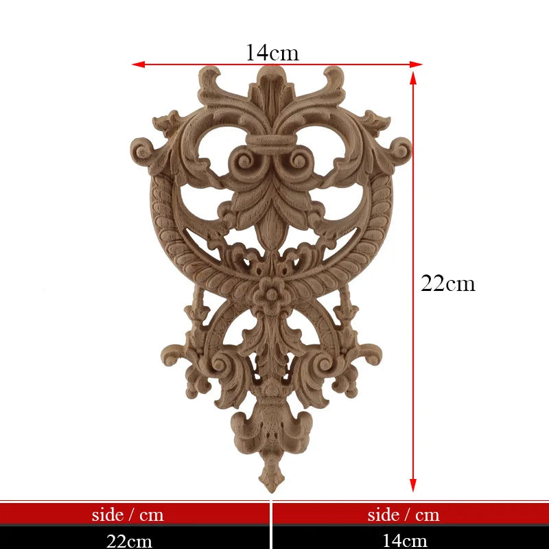 Exquisite Unpainted Long Leaves Rubber Furniture Decoration Accessories Doors Wood Figurines Wood Decal Wood Appliqué