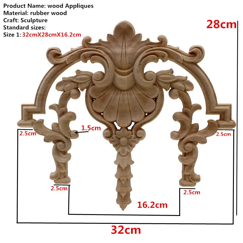 Antique Decorative Wood Appliqués for Furniture Decoration, Fireplaces and Cabinetry Embellishment Wooden Mouldings..
