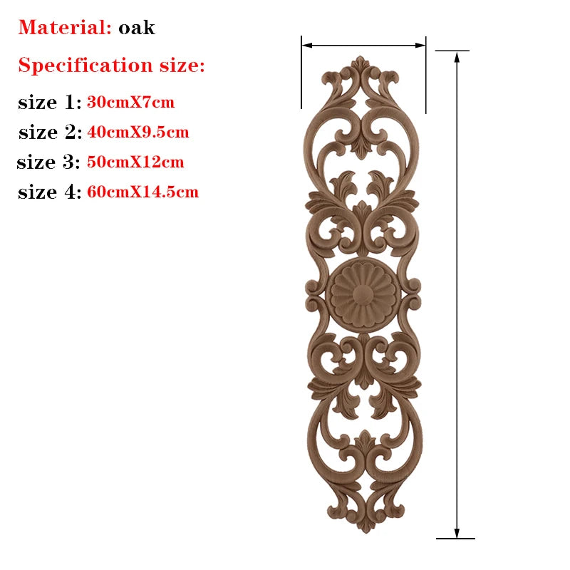 RUNBAZEF 1PC New Decorative Wood Appliques Unpainted Oak Carved Wave Flower Onlay Decal Corner  Home Furniture Door Decor Crafts