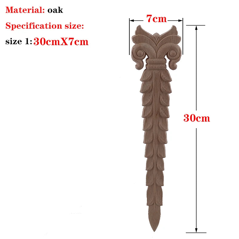 RUNBAZEF 1PC New Decorative Wood Appliques Unpainted Oak Carved Wave Flower Onlay Decal Corner  Home Furniture Door Decor Crafts