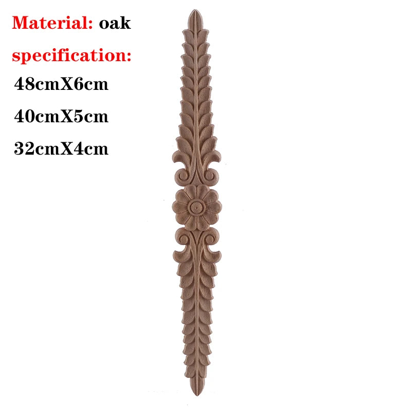 RUNBAZEF 1PC New Decorative Wood Appliques Unpainted Oak Carved Wave Flower Onlay Decal Corner  Home Furniture Door Decor Crafts