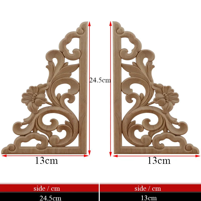 Exquisite Unpainted Long Leaves Rubber Furniture Decoration Accessories Doors Wood Figurines Wood Decal Wood Appliqué