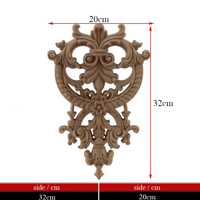 Exquisite Unpainted Long Leaves Rubber Furniture Decoration Accessories Doors Wood Figurines Wood Decal Wood Appliqué