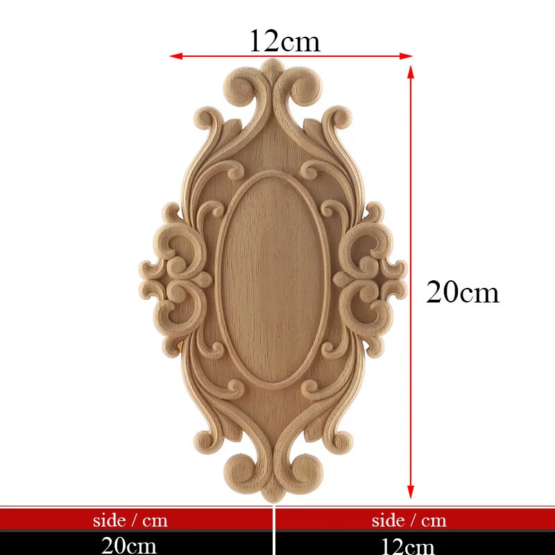 Exquisite Unpainted Long Leaves Rubber Furniture Decoration Accessories Doors Wood Figurines Wood Decal Wood Appliqué