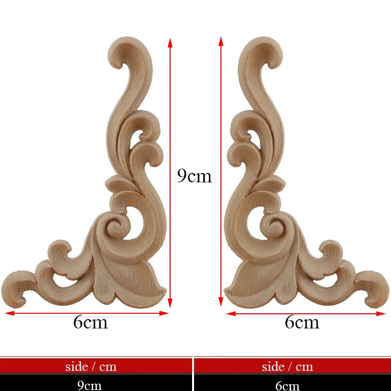 Exquisite Unpainted Long Leaves Rubber Furniture Decoration Accessories Doors Wood Figurines Wood Decal Wood Appliqué