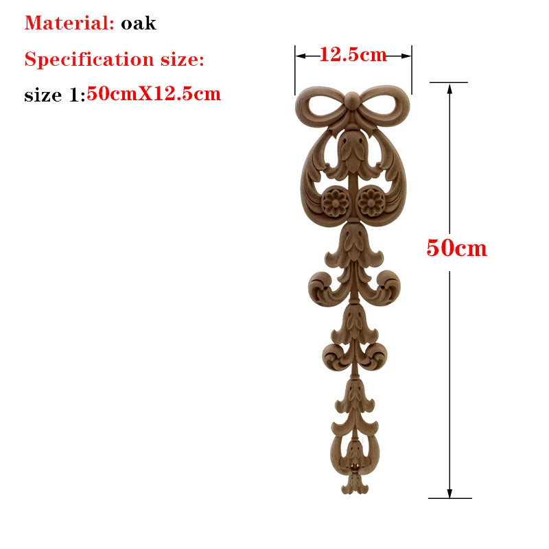 RUNBAZEF 1PC New Decorative Wood Appliques Unpainted Oak Carved Wave Flower Onlay Decal Corner  Home Furniture Door Decor Crafts