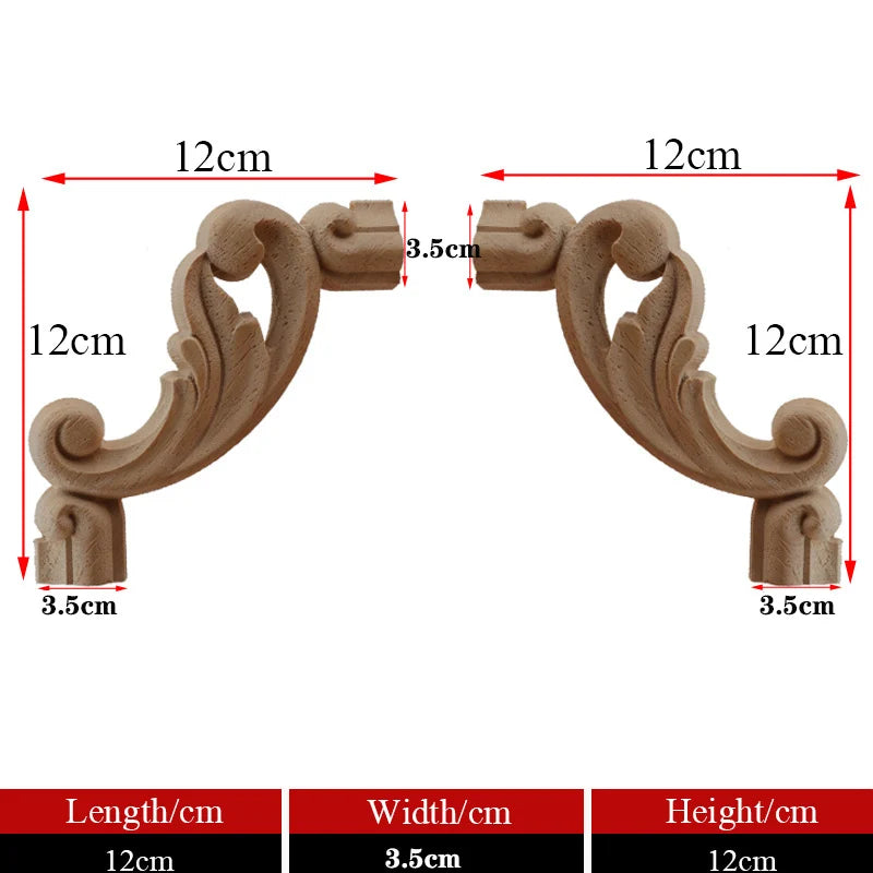 Exquisite Unpainted Long Leaves Rubber Furniture Decoration Accessories Doors Wood Figurines Wood Decal Wood Appliqué