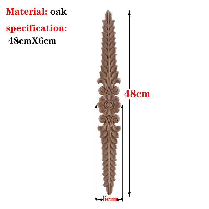 RUNBAZEF 1PC New Decorative Wood Appliques Unpainted Oak Carved Wave Flower Onlay Decal Corner  Home Furniture Door Decor Crafts