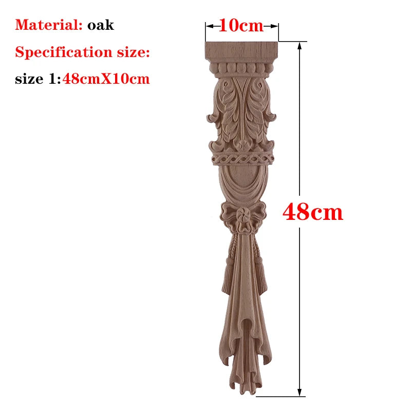 RUNBAZEF 1PC New Decorative Wood Appliques Unpainted Oak Carved Wave Flower Onlay Decal Corner  Home Furniture Door Decor Crafts