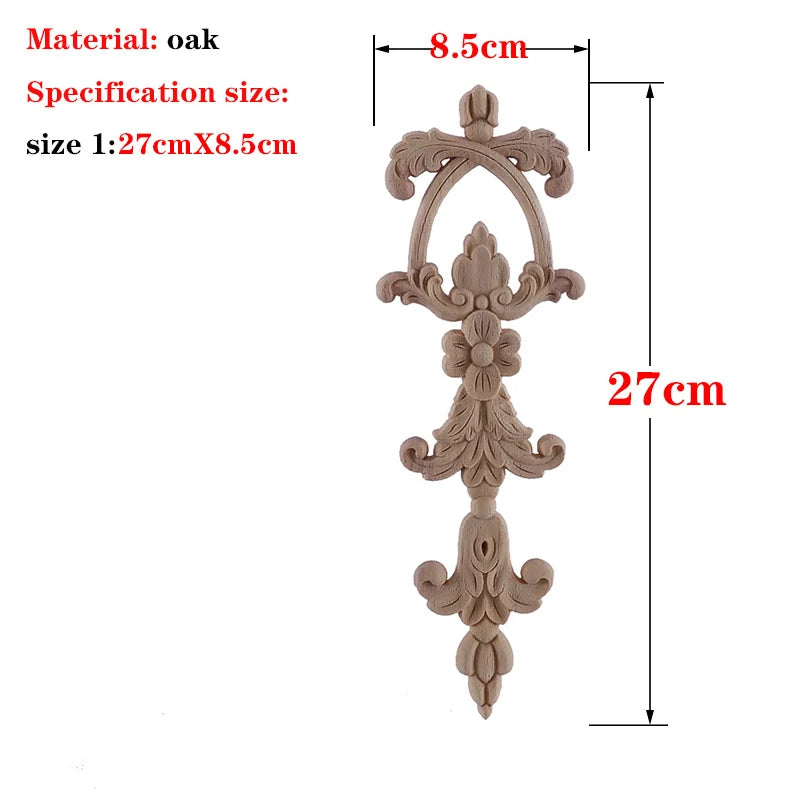 RUNBAZEF 1PC New Decorative Wood Appliques Unpainted Oak Carved Wave Flower Onlay Decal Corner  Home Furniture Door Decor Crafts