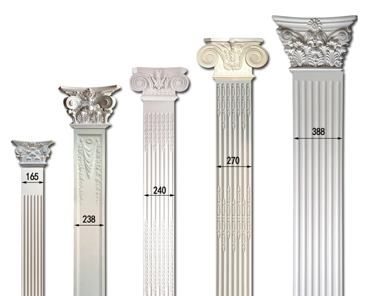 Polyurethane Flat Roman Columns Caps Pillars Capitals Wall Cornice Moulding European Style Decoration Components Elements