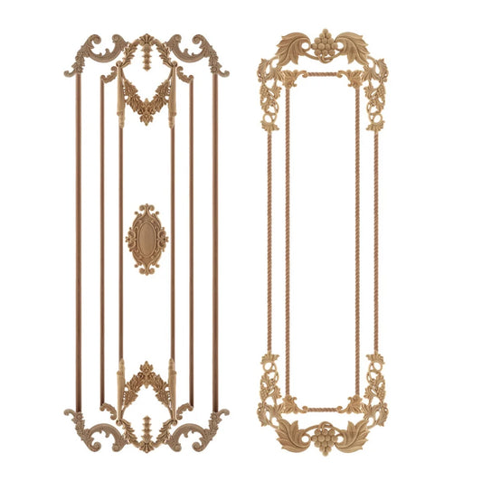 Exquisite Unpainted Long Leaves Rubber Furniture Decoration Accessories Doors Wood Figurines Wood Decal Wood Appliqué