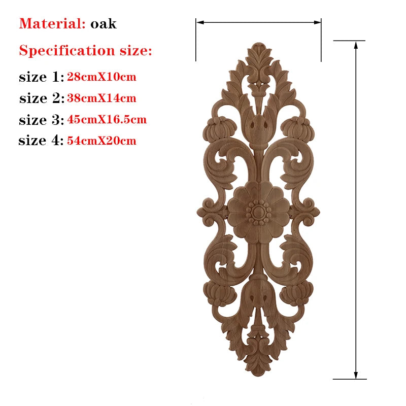 RUNBAZEF 1PC New Decorative Wood Appliques Unpainted Oak Carved Wave Flower Onlay Decal Corner  Home Furniture Door Decor Crafts