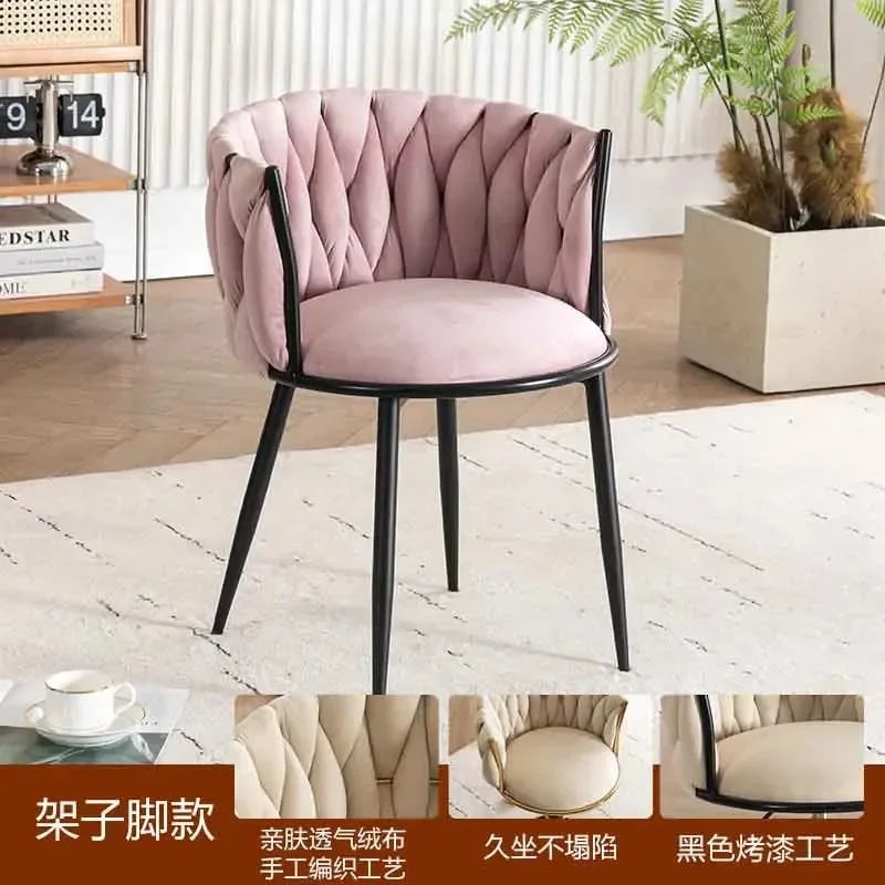Italian Style Ladies Creative Bedroom Makeup Dressing Chair. Living Room Chair with Casters, Swivel, Backrest.