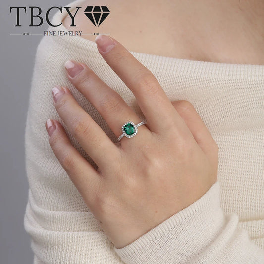 100% 925 Sterling Silver Rings for Woman 1.5CT Lab-grown Emerald 18k Gold Plated Luxury Fine Jewelry
