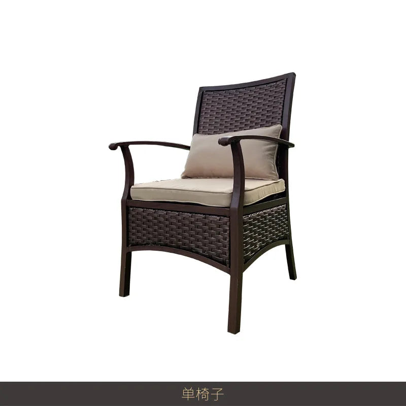 Outdoor Furniture. Rattan Woven Leisure Chair. Aluminum Alloy, Waterproof and Sunscreen Design. Tea Table Single Chair