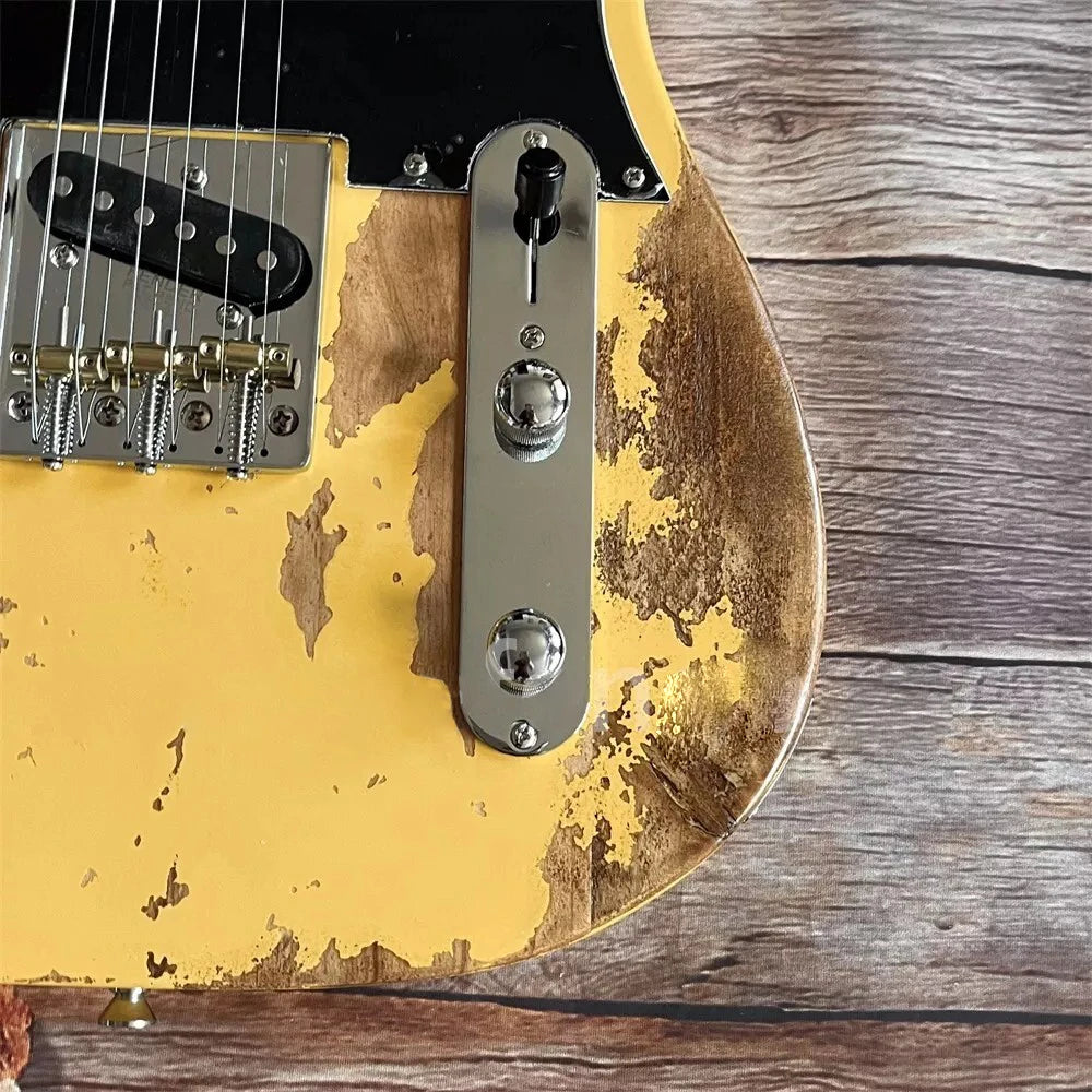 Aged Custom Telecaster Type Yellow Distressed Guitar shipping quickly