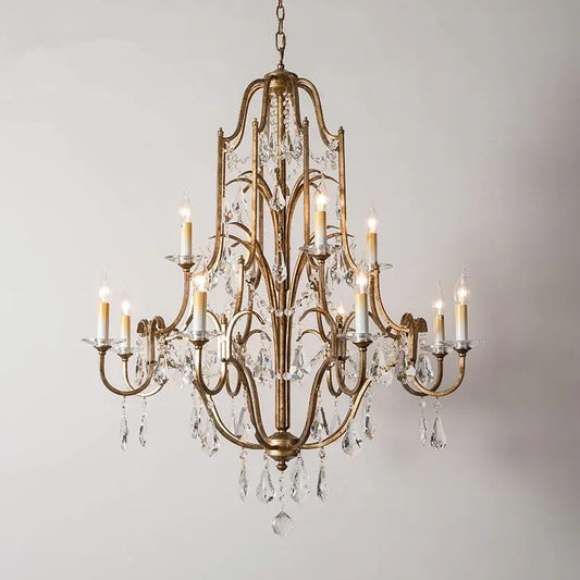 Modern Living Room Chandelier Vintage Loft Iron Crystal Lustre Chandelier Led Candle Light Lamp For Dining Room Indoor Lighting
