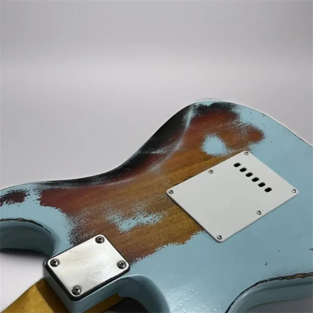 1959 Heavy Relic Light Blue Over Sunburst Electric Guitar Aged Hardware Nitro Lacquer Finish