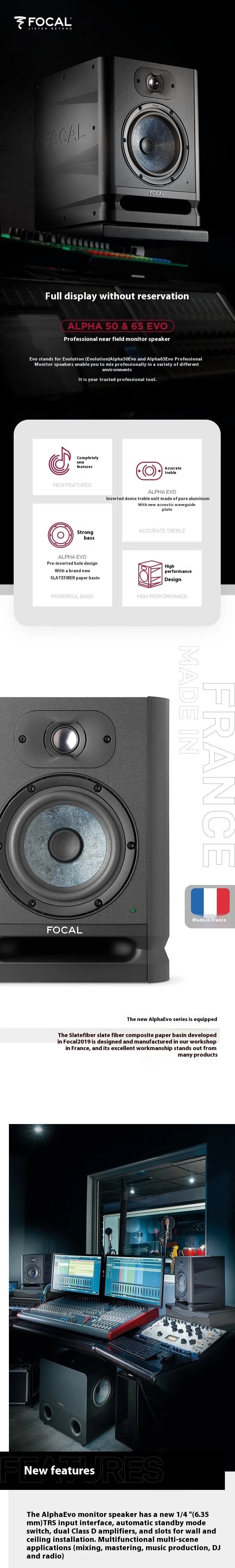 FOCAL ALPHA50 ALPHA65 ALPHA80 ALPHA Twin EVO Active Speaker 8 inches Monitoring Hifi Super Bass Hi-res Customized Music Speakers