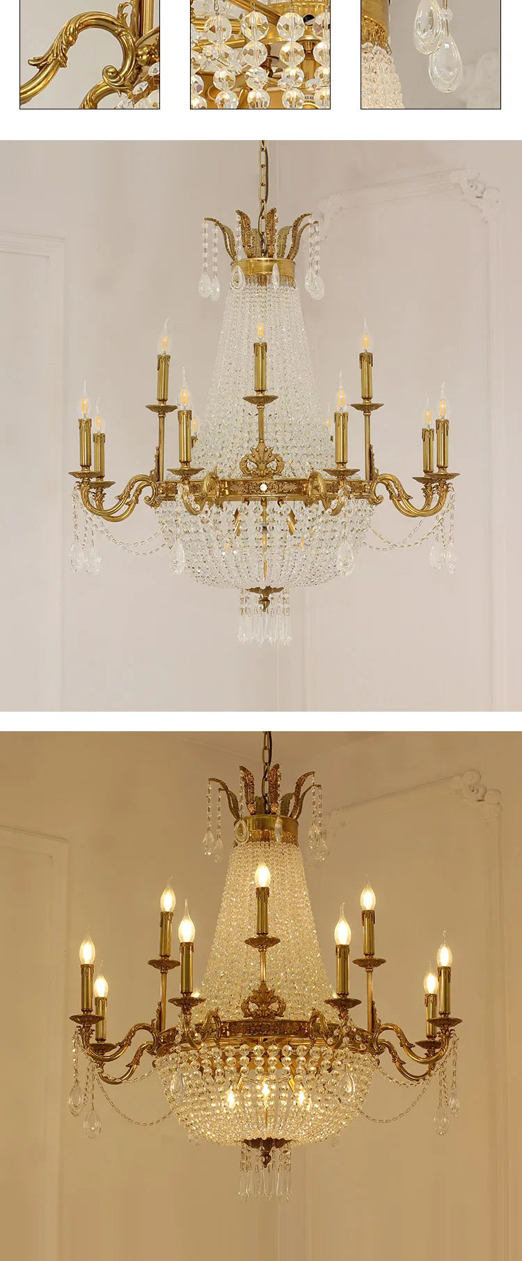 French Foyer Hanging Luxury Crystal Chandelier.